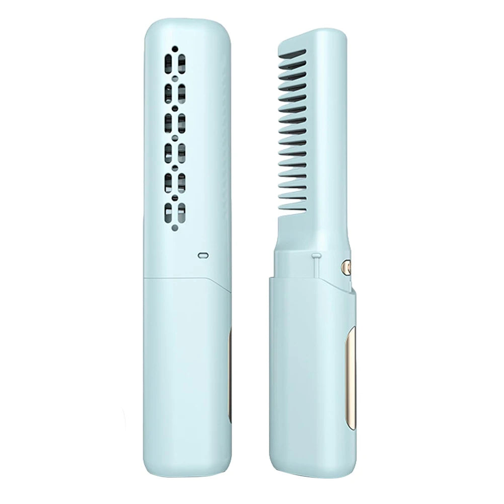 Hair Straightening Brush Rechargable Hot Heating Comb Hair Straight Styler Corrugation Wireless Curling Iron Hair Curler Comb