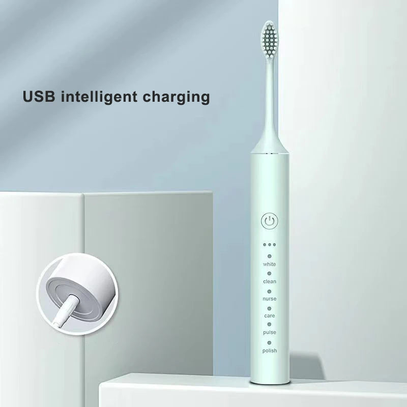 Ultrasonic Sonic Electric Toothbrush Rechargeable for Adults 6Mode Automatic Tooth Brush Teeth Whitening with 4 Replacement Head
