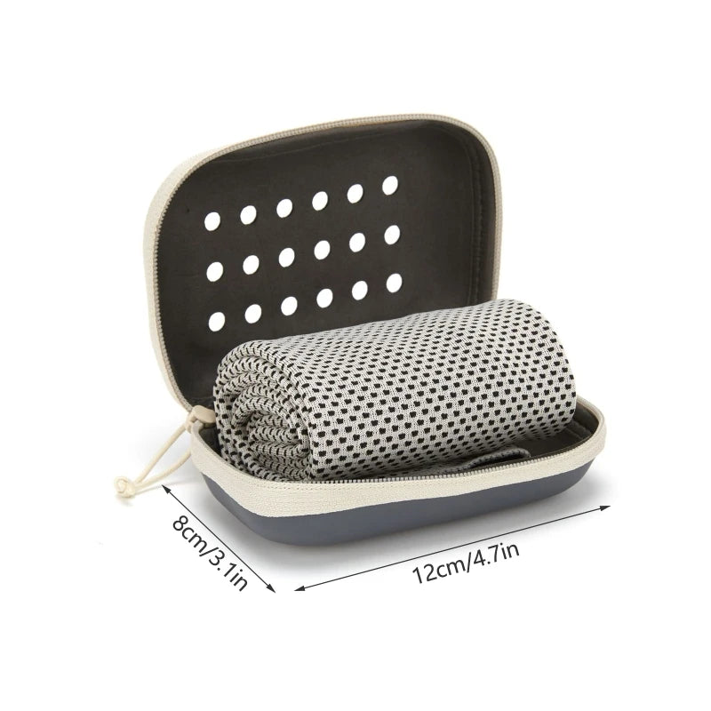 Quick Drying Cooling Towel Soft Breathable Chilly Sweat Absorption Cold Towel with Storage Box Sports Running Yoga Gym Club