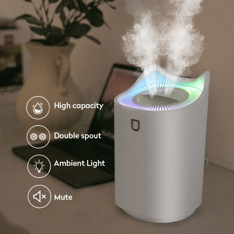 Humidifier Home 3L Air Ultrasonic Essential Oil Aroma Diffuser Double Nozzle Coloful Night Light Mist Maker Diffuse