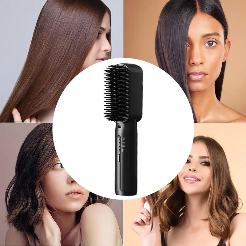 Rechargeable Hair Straightener Fast Electric Straightening Hot Brush Long Lasting Mini Battery Operated Travel Size Hair Straightener