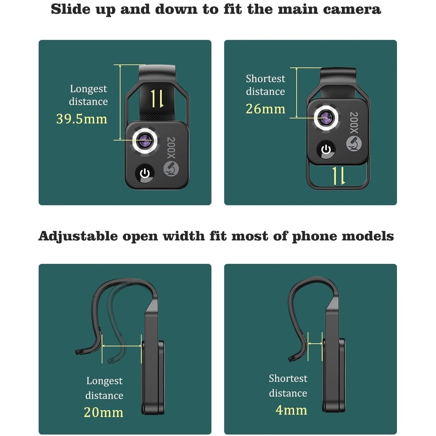 200X Phone Microscope with CPL Lens/LED Light/Universal Clip for IPhone/Andriod Phone To Enjoy Microworld for Kids and Adults