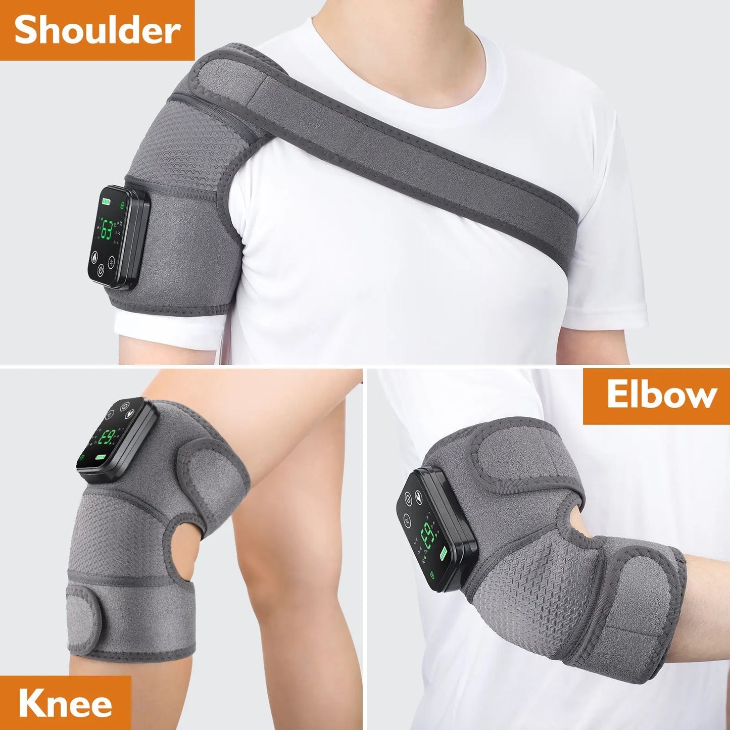 Electric Heating Vibration Massager for Shoulder Brace Belt Thermal Massage Knee Support Pad Arthritis Elbow Pain Relief