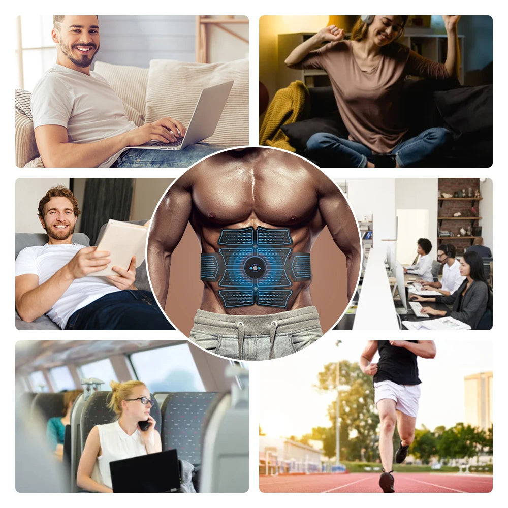 Electric Muscle Stimulator Abdominal Massager Abs Fitness Equipment Fat Burner Weight Loss Belt Abdomen Trainer Sticker