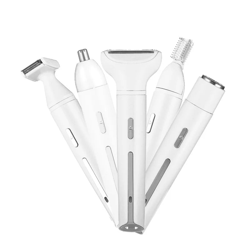 Facial Hair Removal for Women 5 in 1 Electric Razor for Bikini Trimmer Kit for Face Eyebrow Nose Legs and Rechargeable Portable