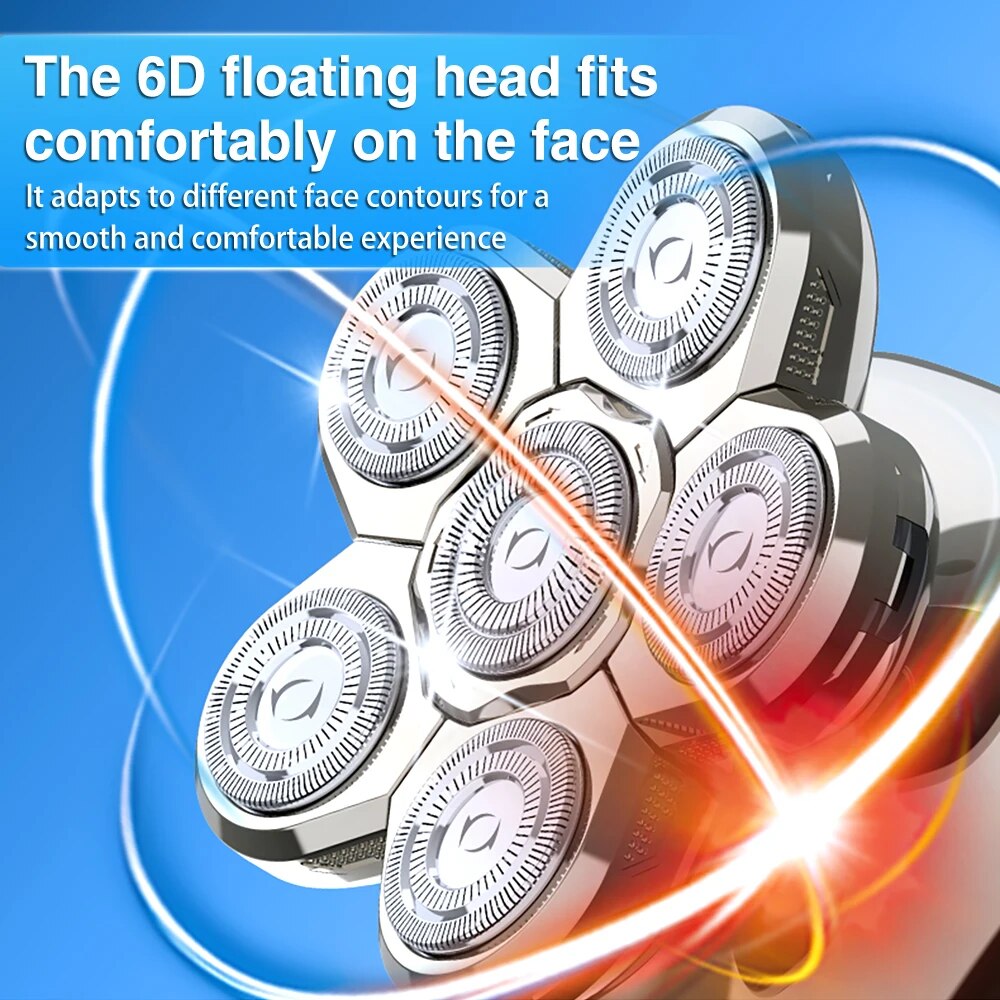 Electric Shaver 6D Floating Cutter Head Base Charging Portable Men Beard Trimmer Clipper Skull Shaver Waterproof Shaving