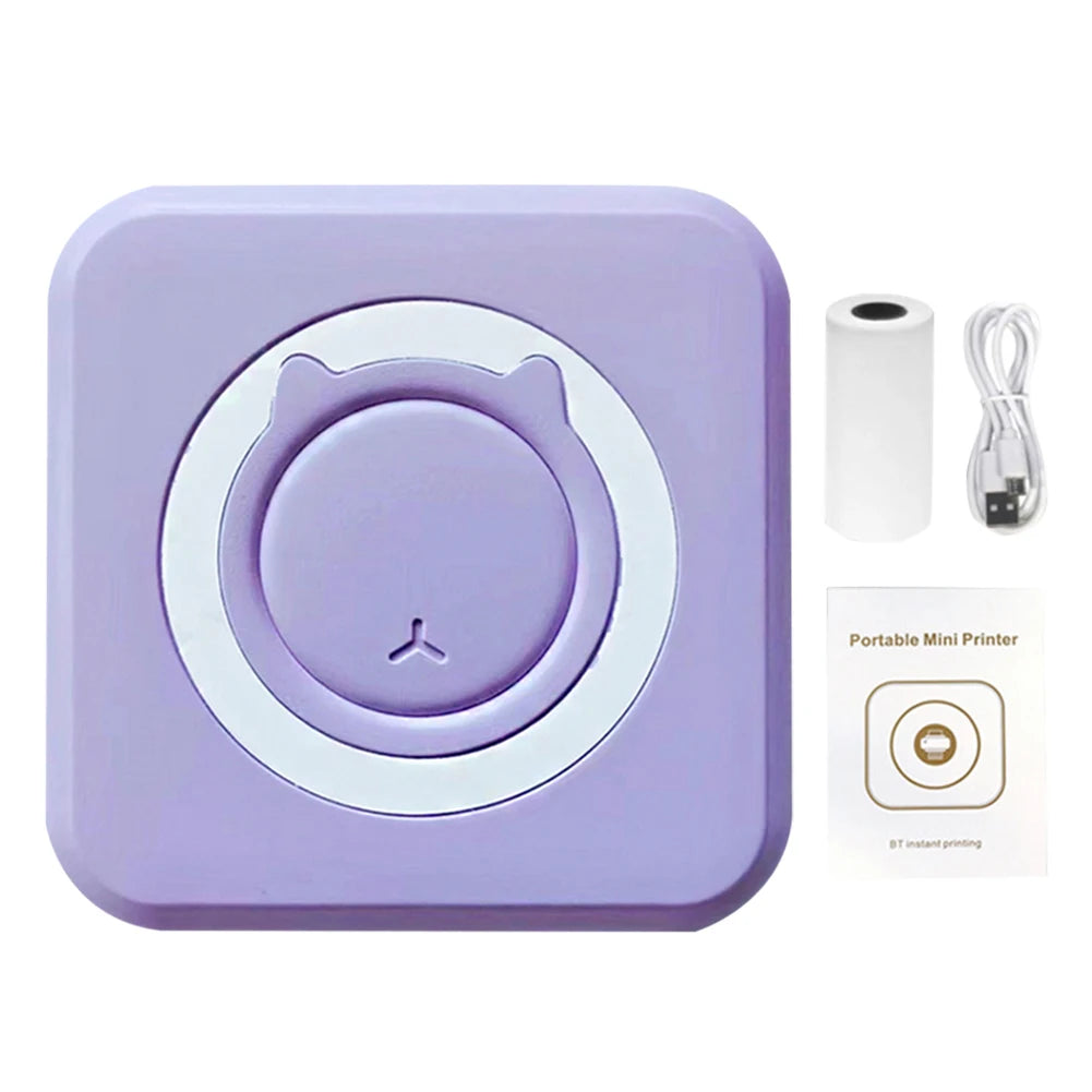 Mini Printer Portable Thermal Stickers Paper Inkless Bluetooth Wireless Thermal Printer Note 200DPI Photo Printing for Office