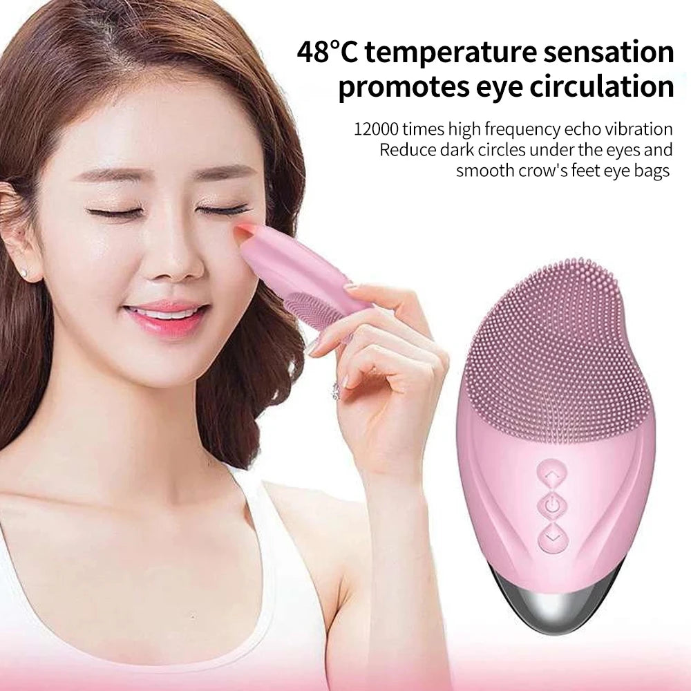 Vibration Electric Facial Cleansing Brush Silicond Face Clean Brush Sonic Washing Facial Cleanser Heated Massager