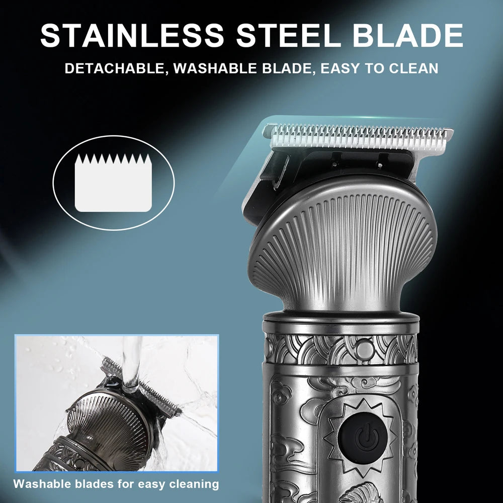 6 In 1 Hair Clipper Sets Fast USB Charging Electric Shaver Washable Blade Professional LCD Display Body Trimmer Home Use Travel