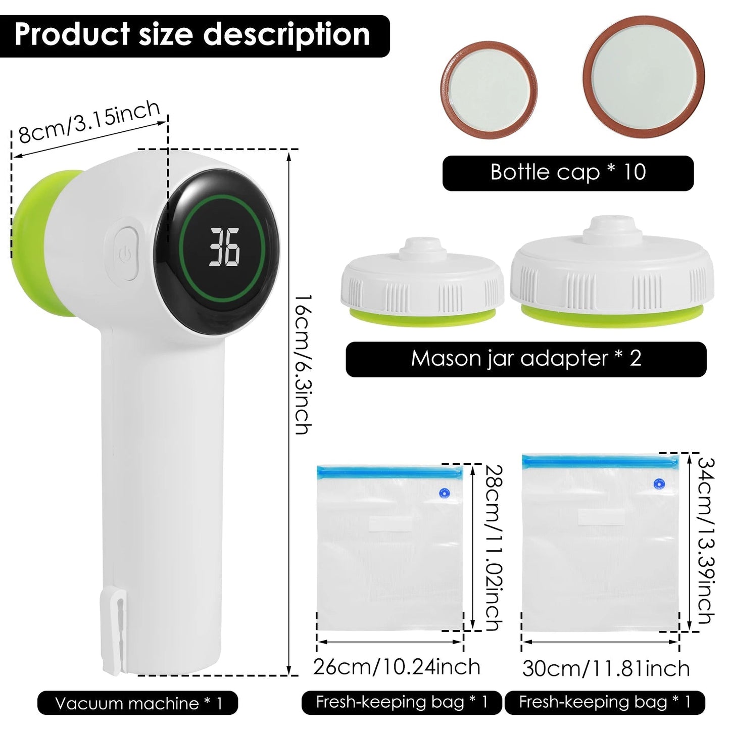 Mason Jar Vacuum Sealer Kit 1200mah Jar Vacuum Sealer with Display Portable Electric Mason Jar Sealer Multifunctional Vacuum