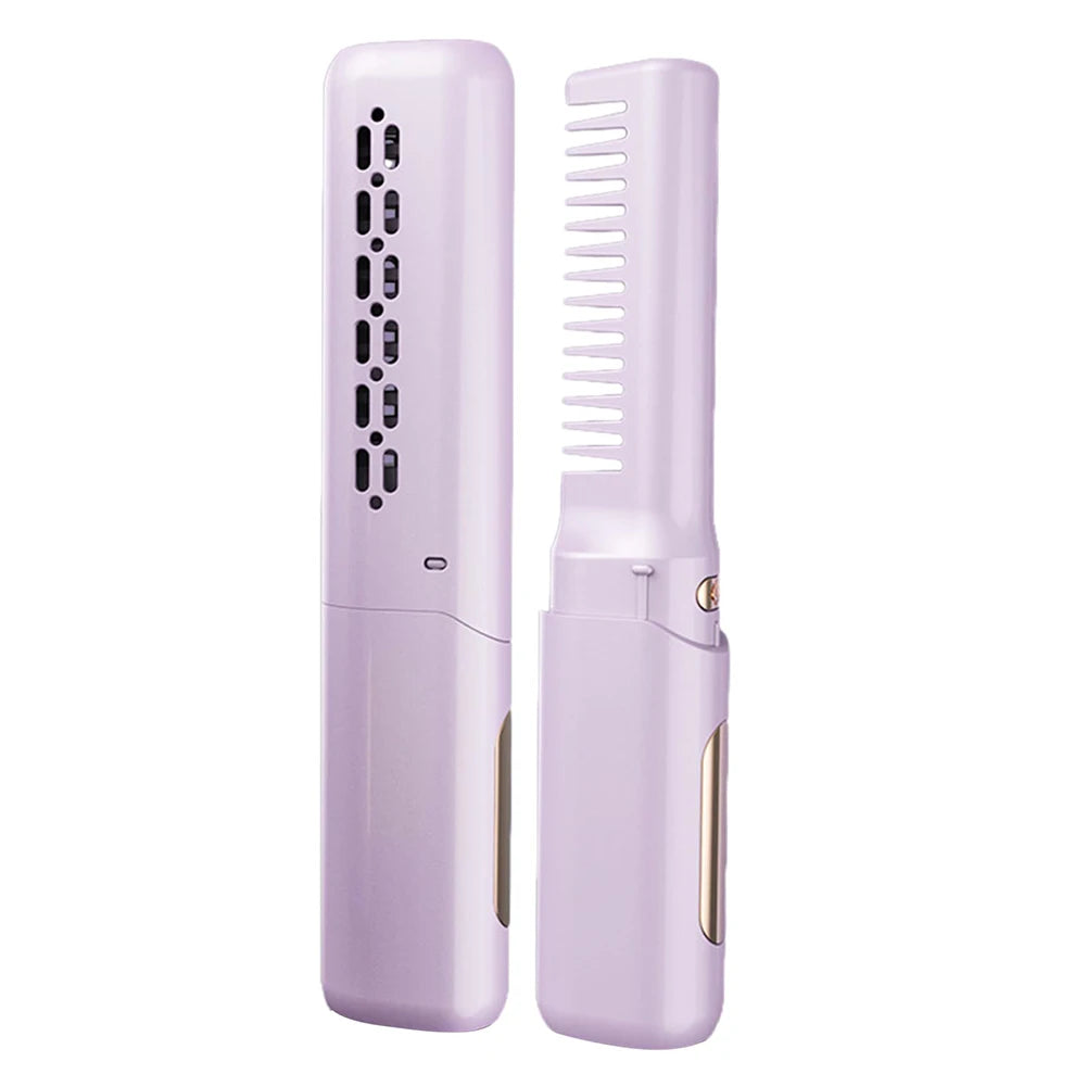Hair Straightening Brush Rechargable Hot Heating Comb Hair Straight Styler Corrugation Wireless Curling Iron Hair Curler Comb
