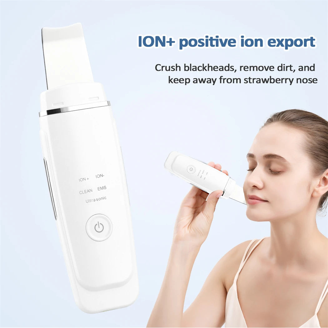 Ultrasonic Skin Scrubber EMS Vibration Ion Acne Pore Blackhead Remover Peeling Tool Electric Deep Face Cleaner