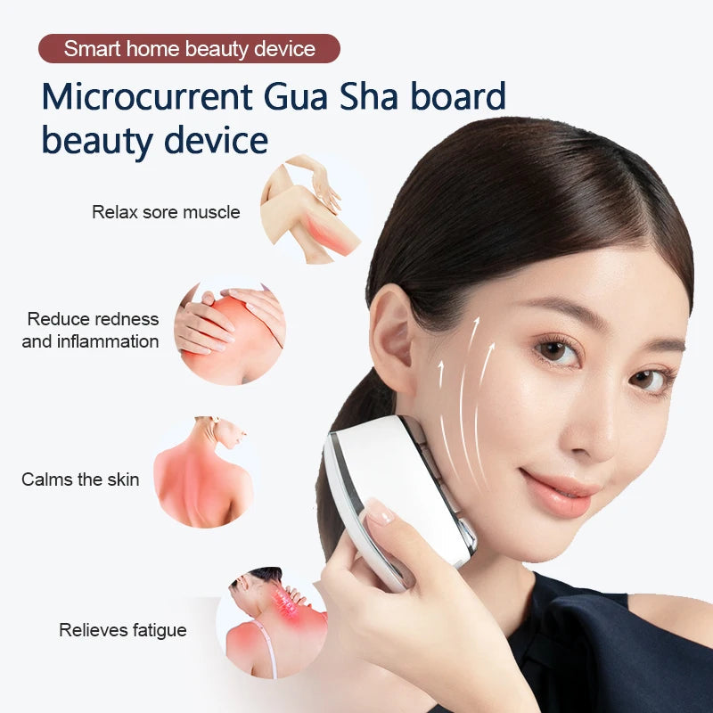 Electric Constant Temperature Micro Current Scraping Board V Face Lifting EMS Dredging Meridian Massage Brush Beauty Instrument