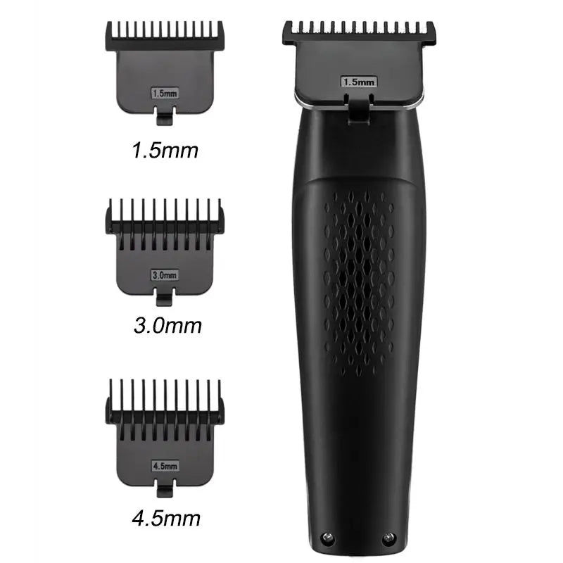 Professional Rechargeable Men's Hair Trimmer Engraved Notch Styling Barbershop IPX5 Waterproof Clipper with Charging Base