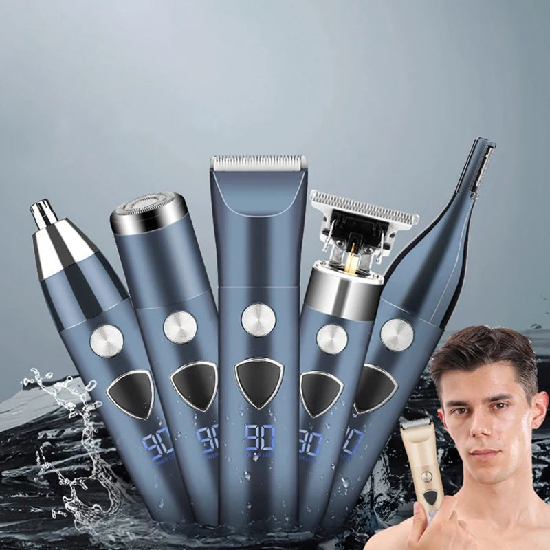 Beard Trimmer For Men Electric Hair Clipper Cordless Mens Grooming 5 In 1 Kit Hair Trimmer & Mustache Trimmer & Nose Long lasting