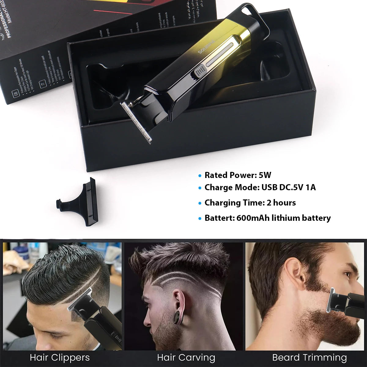 Electric Hair Clipper UBS Rechargeable Cordless Beard Trimmer Men Powerful Electric Hair Clipper Trimming Tool
