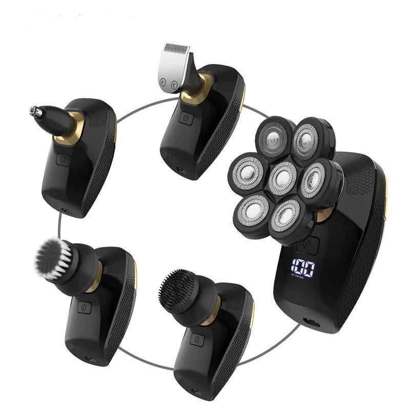 Men's Grooming Care Set Electric Razor Facial Cleaning Bald Shaver Waterproof USB Charging LCD Display Nose Hair Beard Trimmer