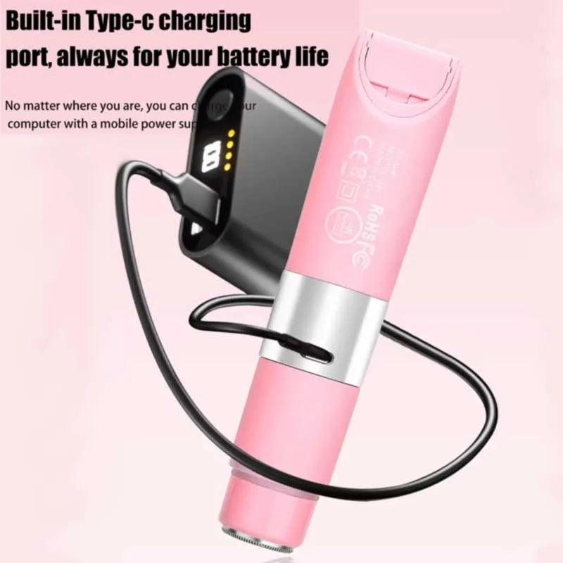 Electric Bikini Trimmer for Women - 2 in 1 Electric Lady Clipper Pubic Hair Groomer Painless Hair Removal Razor Body Shaver