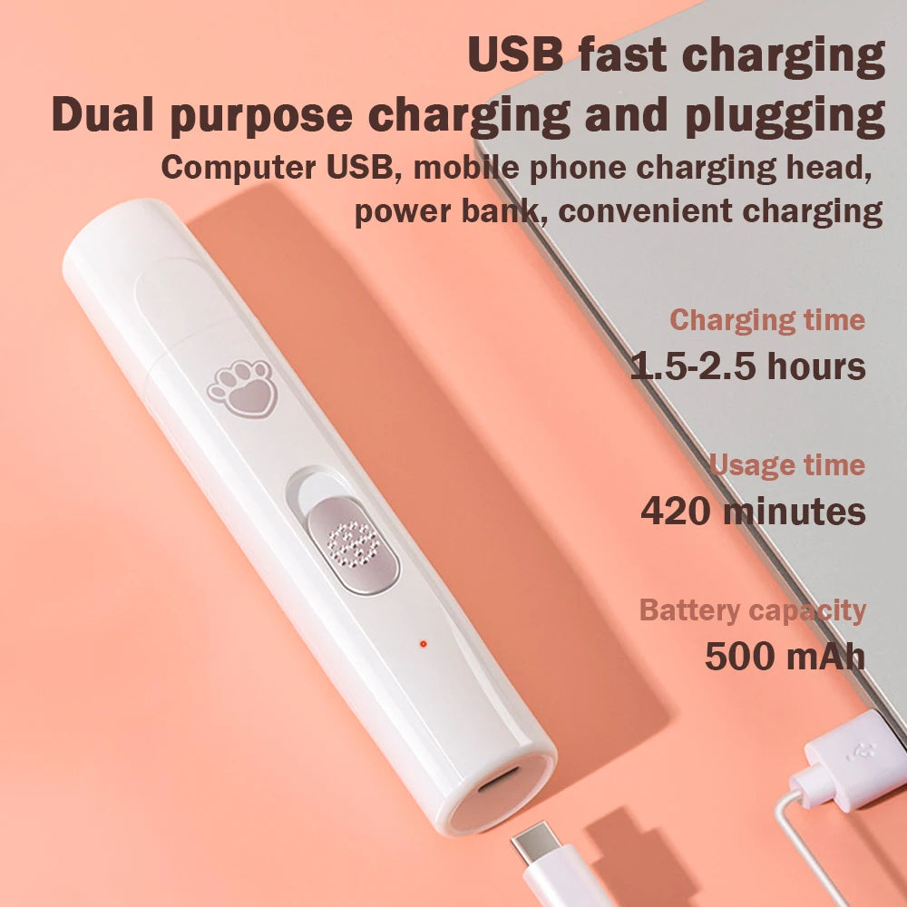 Dog Nail Drill 2-Speed Electric Rechargeable Pet Nail Trimmer Painless Paws Grooming Smoothing for Small Medium Large Dogs Cat