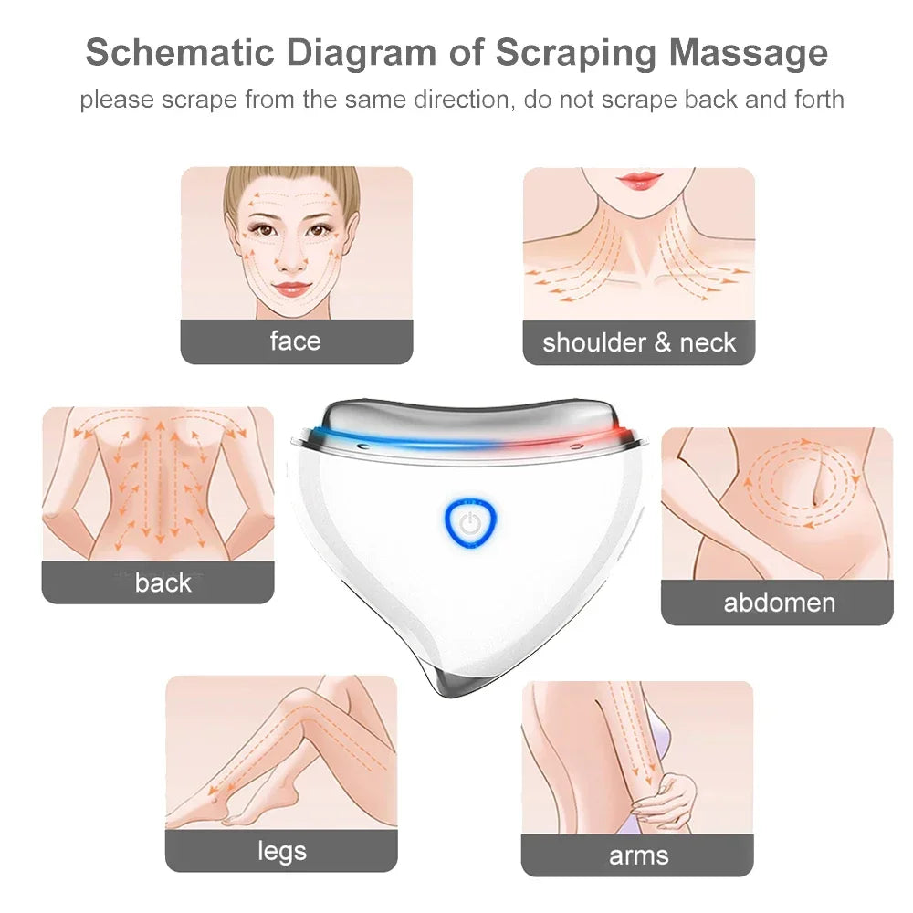Ems V Face Gua Sha Machine Blue Red Light Face Lifting Firming Thin Beauty Device Desalination Fine Lines Jaw Line Massager