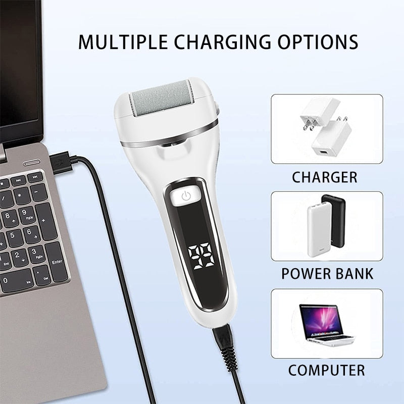 Portable Electric Foot File Callus Remover USB Rechargeable Foot Care Machine Heels Pedicure Dead Skin Remove with LED Display