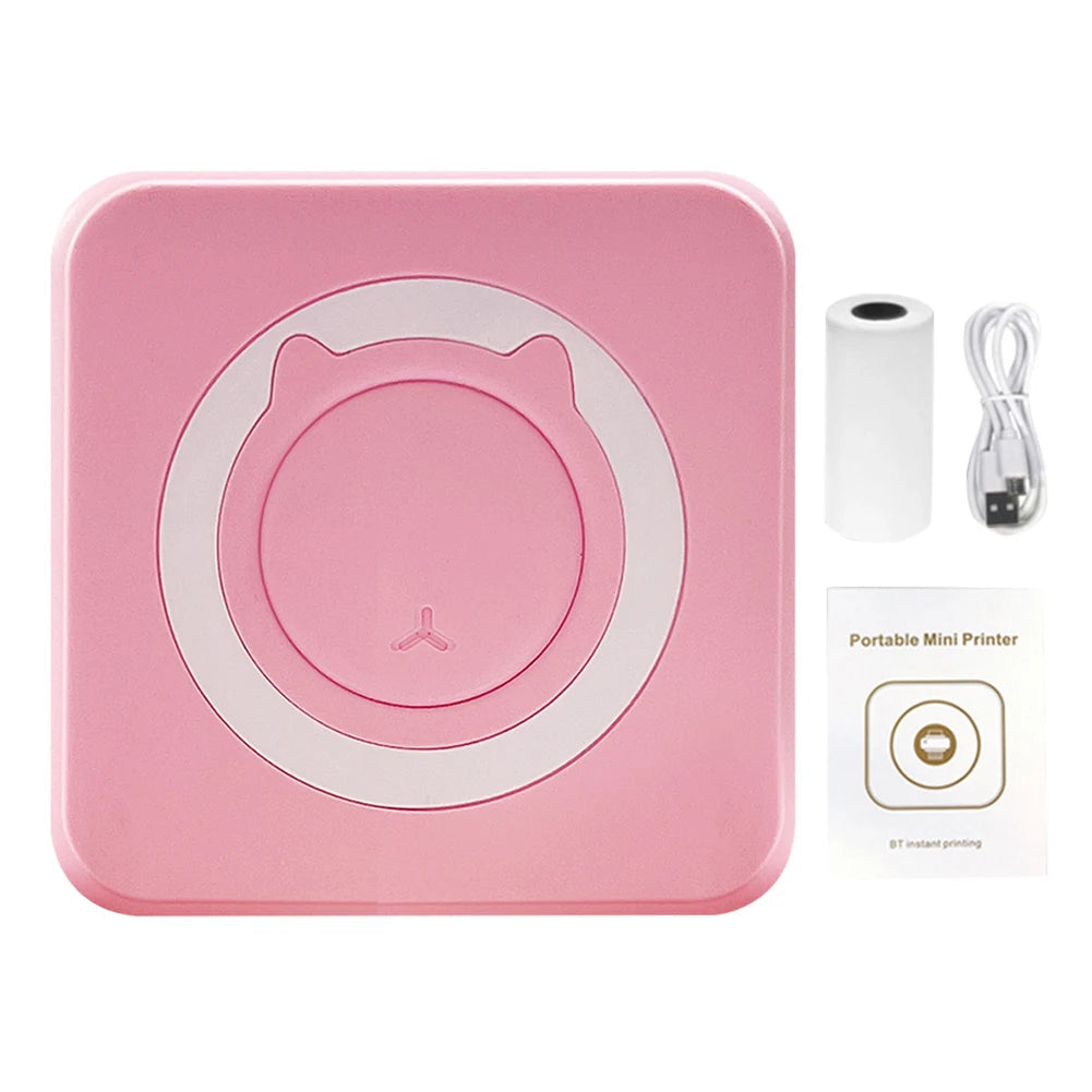 Mini Printer Portable Thermal Stickers Paper Inkless Bluetooth Wireless Thermal Printer Note 200DPI Photo Printing for Office