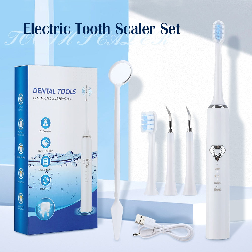 Electric Sonic Tooth Scaler Toothbrush Set Dental Plaque Stains Tartar Calculus Remover Teeth Whitening Cleaning Oral Care Tools