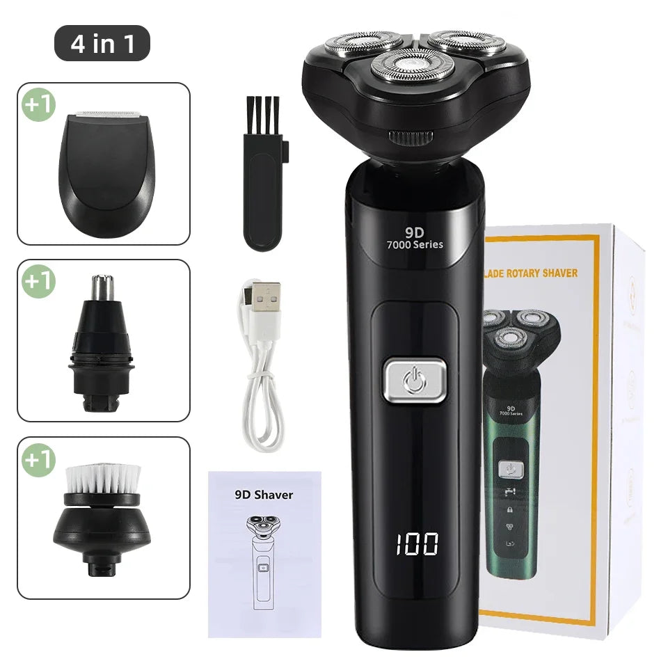 3D 4 in 1 Electric Shaver For Men Multi-Function Electric Shaver Razor USB Car Rechargeable Whole Body Washable Shavers