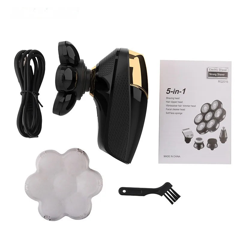 Men's Grooming Care Set Electric Razor Facial Cleaning Bald Shaver Waterproof USB Charging LCD Display Nose Hair Beard Trimmer