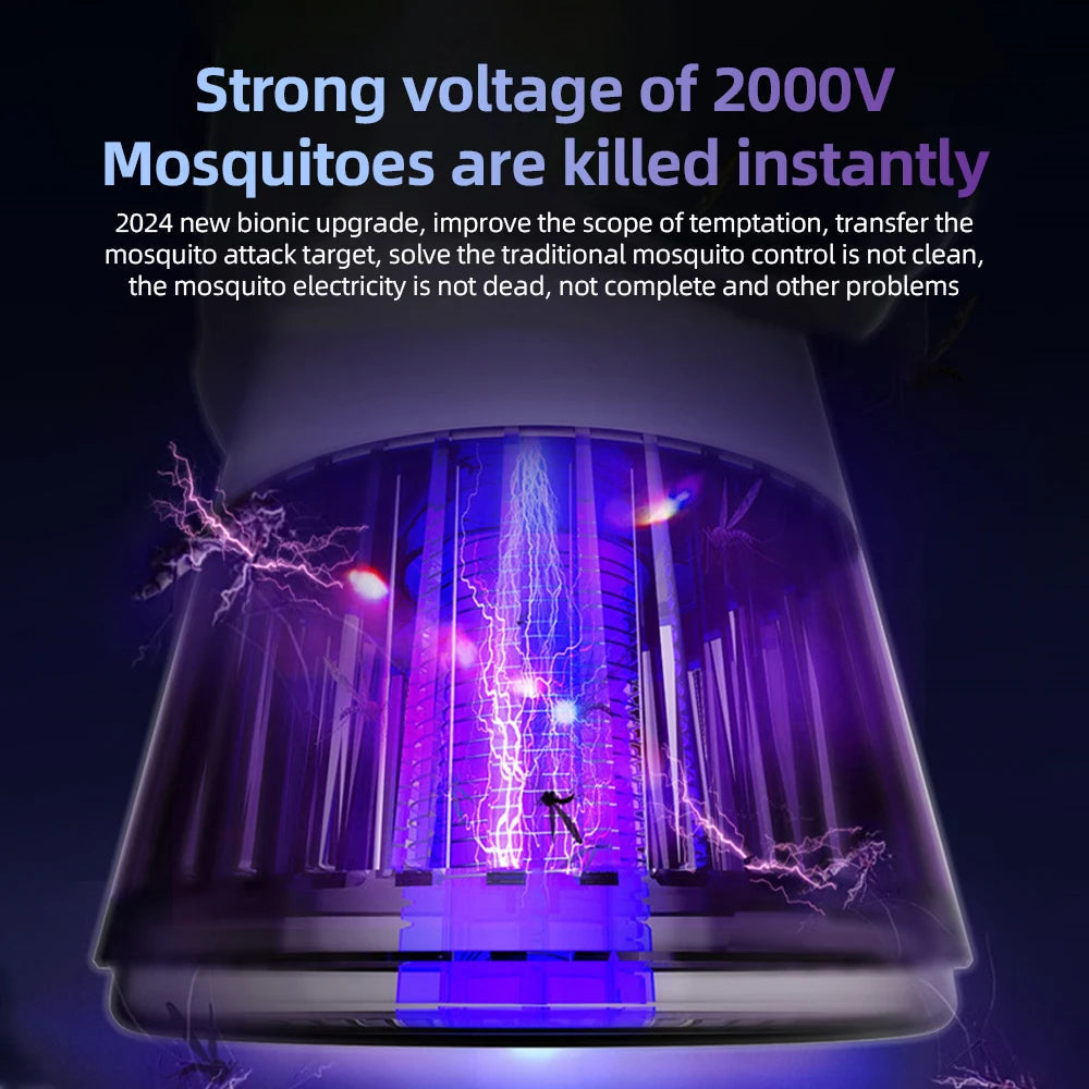Portable Rechargeable Electric Bug Zapper Desk Fan Bladeless 8H Timer 20 Gears Mosquito Zapper 2 in 1 for Patio Backyard Bedroom
