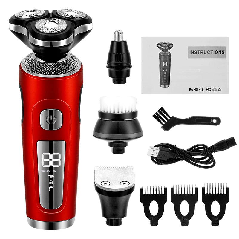 4 in 1 Electric Shaver 3D Floating Cutters USB Fast Charge Shaving Razor Machine for Men Blades Portable Beard Trimmer Clipper