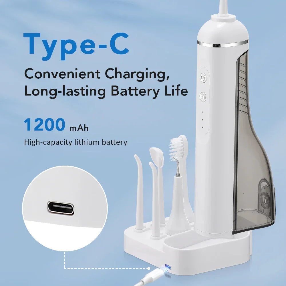 Dental Oral Irrigator Water Flosser Thread Teeth Pick Mouth Washing Machine Electric Toothbrush 3 in1 Type-C Charging 200ml Tank