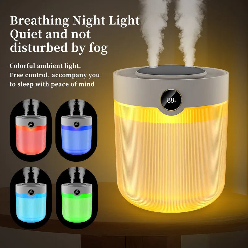 2000ML Large Capacity Double Spray Humidifier Atomizer USB Home Mute Bedroom Office Desk Night Light Digital Display Humidifier