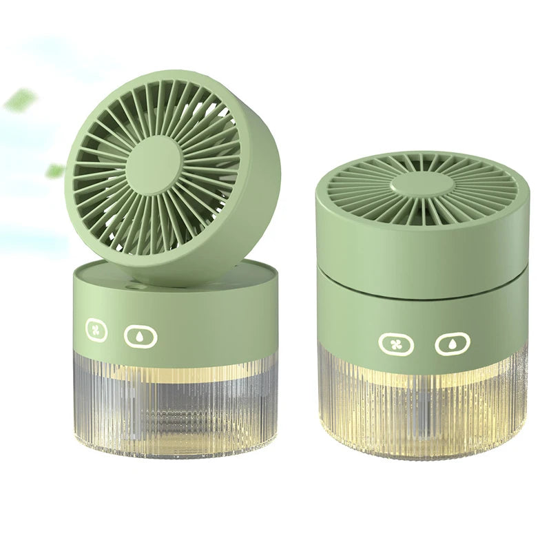 Spray Cooling Fan USB Mini Fan Desktop Turbine Foldable Cold Air Humidification Spray Fan Multifunctional Night Light