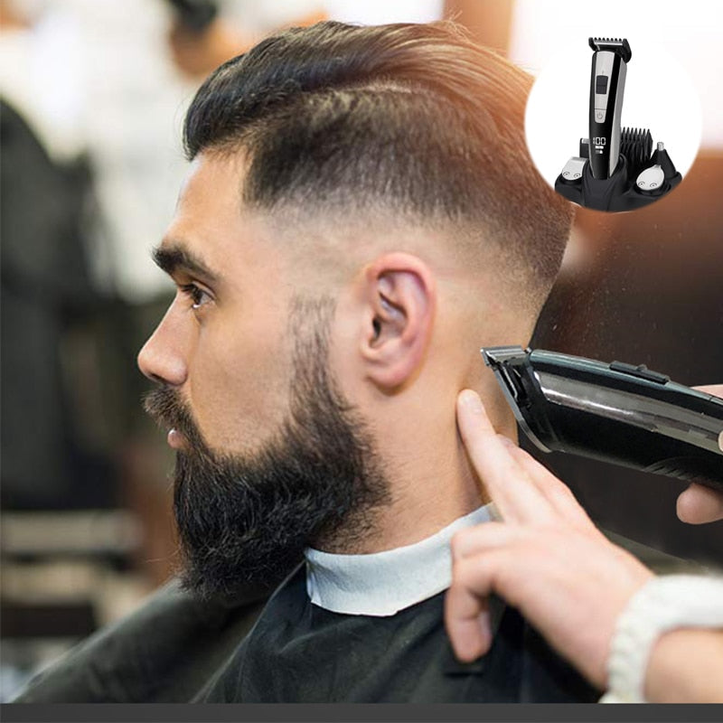 5 In 1 Rechargeable Electric Hair Clippers For Men Beard Nose Ear Trimmer Digital Display Haircut Machine Barber Shaver Cutting