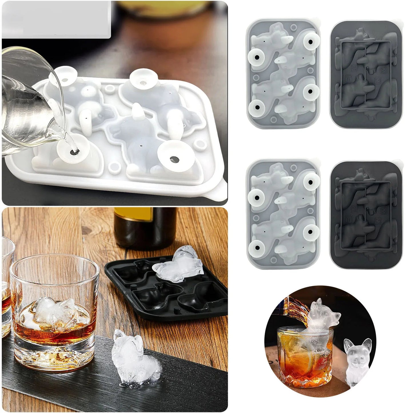 Silicond Ice Cube Whiskey Ice Ice Large Ice Cube Corgi Pet Dog Silicond Ice Cube Holder Cool Wine Bag