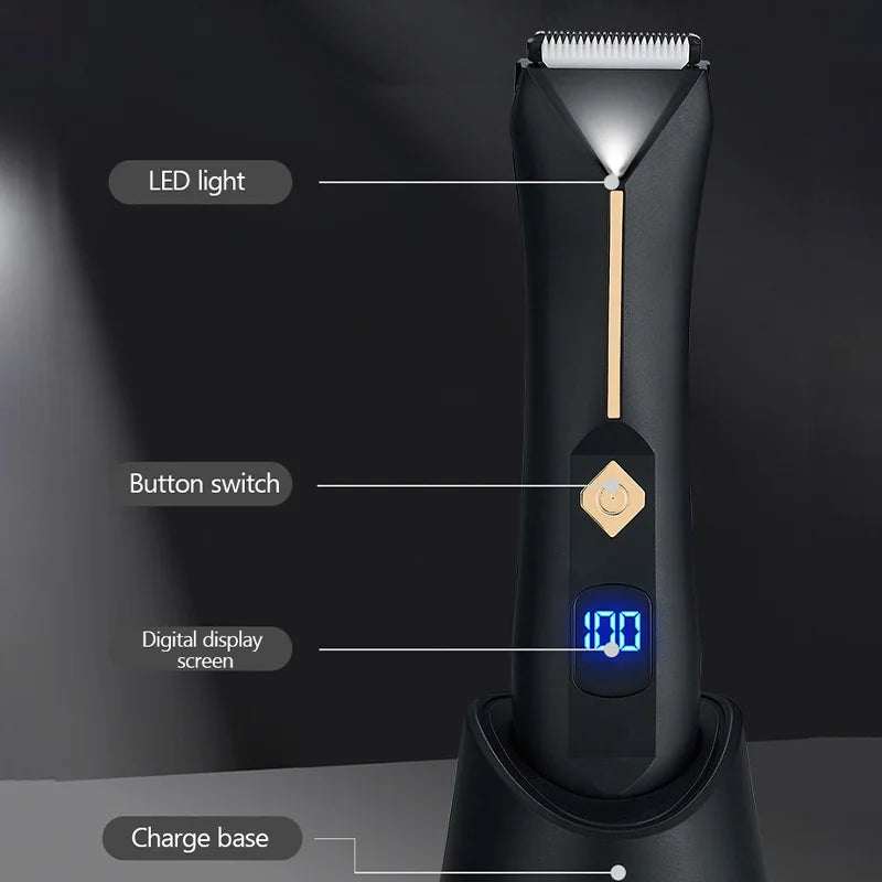 Men's Electric Groin Hair Trimmer Pubic Hair Trimmer Body Grooming Clipper for Men Bikini Epilator Rechargeable Shaver Razor