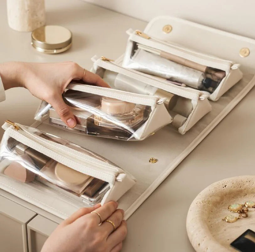 Detachable Cosmetic Bag Portable Large Capacity 4 in 1 Makeup Bags Portable Folding Travel Cosmetics Storage Toiletry Handbag