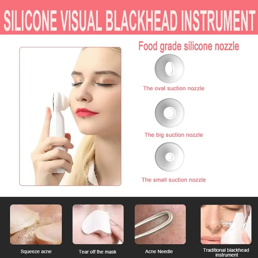 Visible Electric Blackhead Remover Vacuum Acne Cleaner With Magnifier Black Spots Removal Face Nose Deep Cleaning Tools