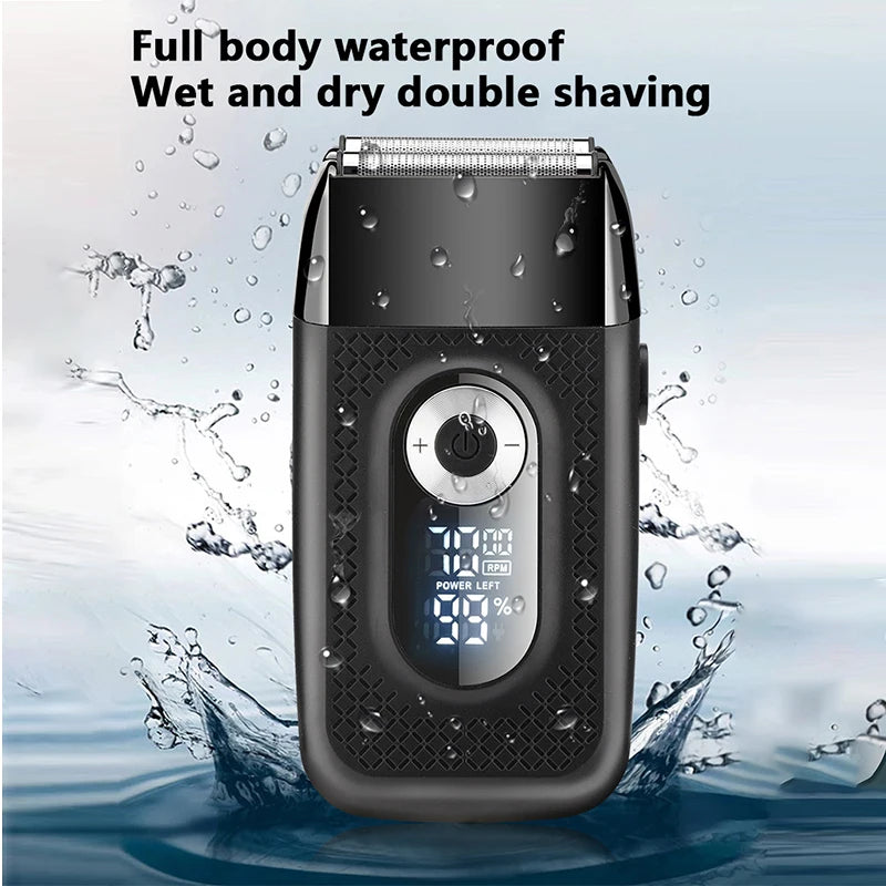 Professional Rechargeable Electric Shaver LCD Display Portable Cordless Men Reciprocating Razor Beard Trimmer