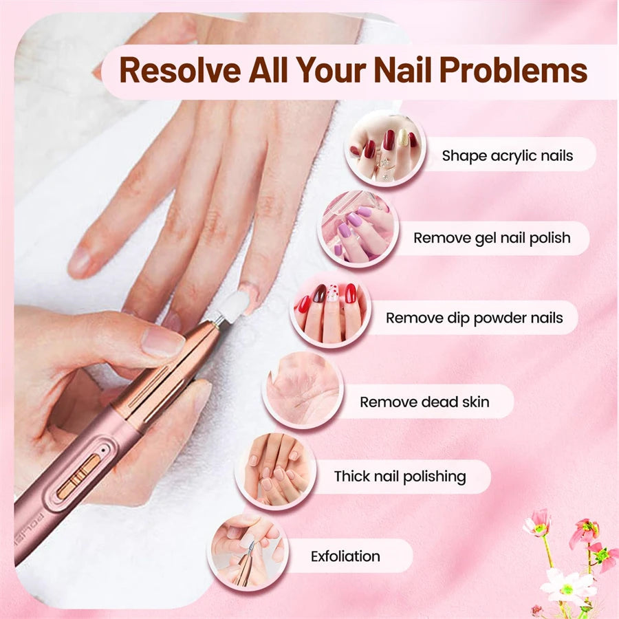 Rechargeable Electric Nail File for Beginner Portable Electric Nail Drill for Home Manicure
