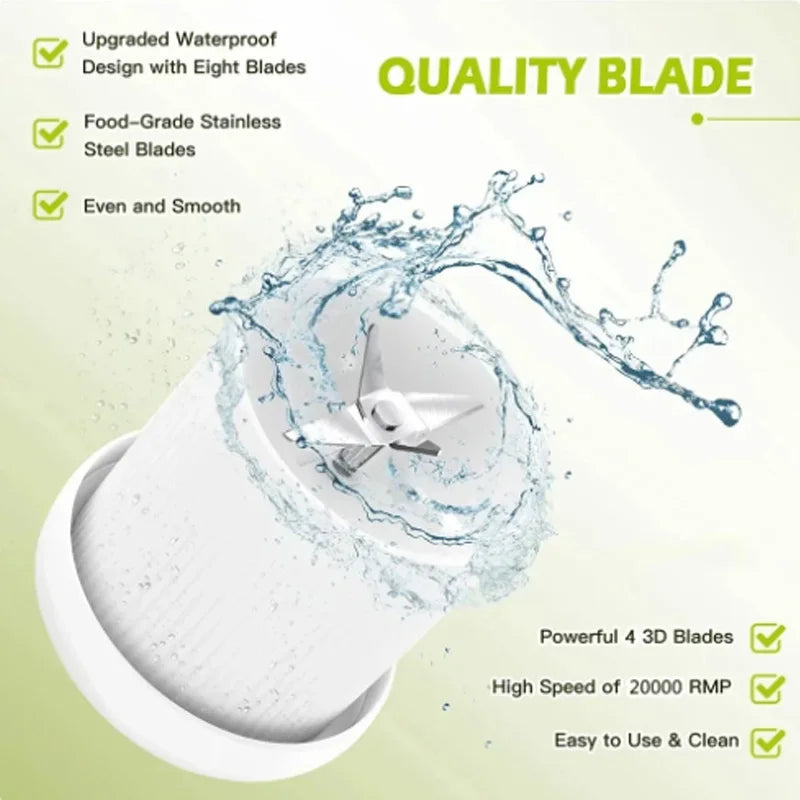 Portable Electric Juicer Cup Handheld 6-blade USB Rechargeable Multifunctional Fruit Blender 380ml Mini Juicer