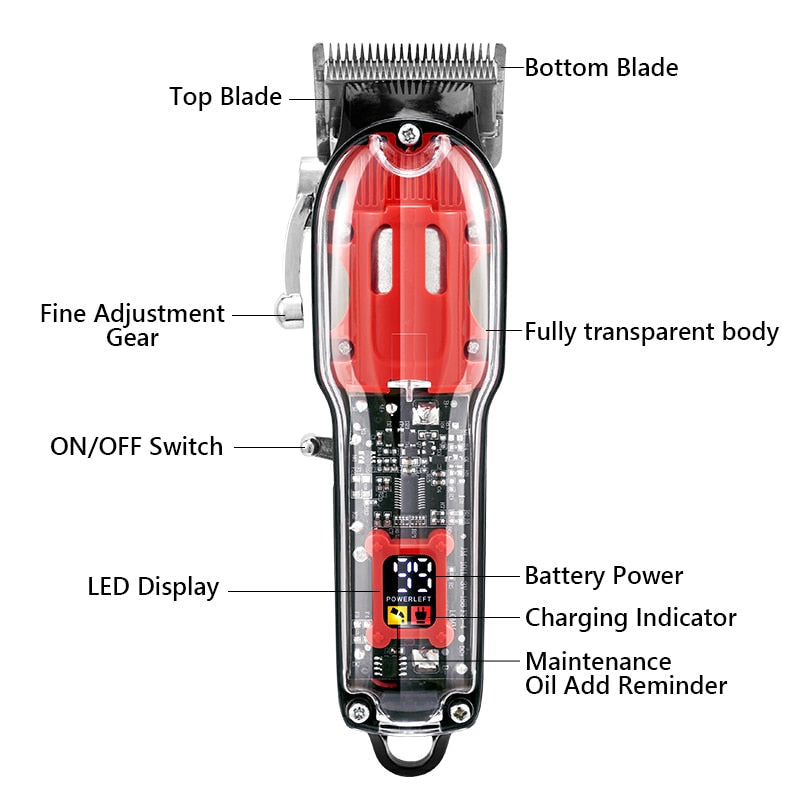 Electric Hair Clipper Hair Cutting Machine Wireless Trimmer  For Men Rechargeable Hair Cut Barber Professional Cordless Clipper