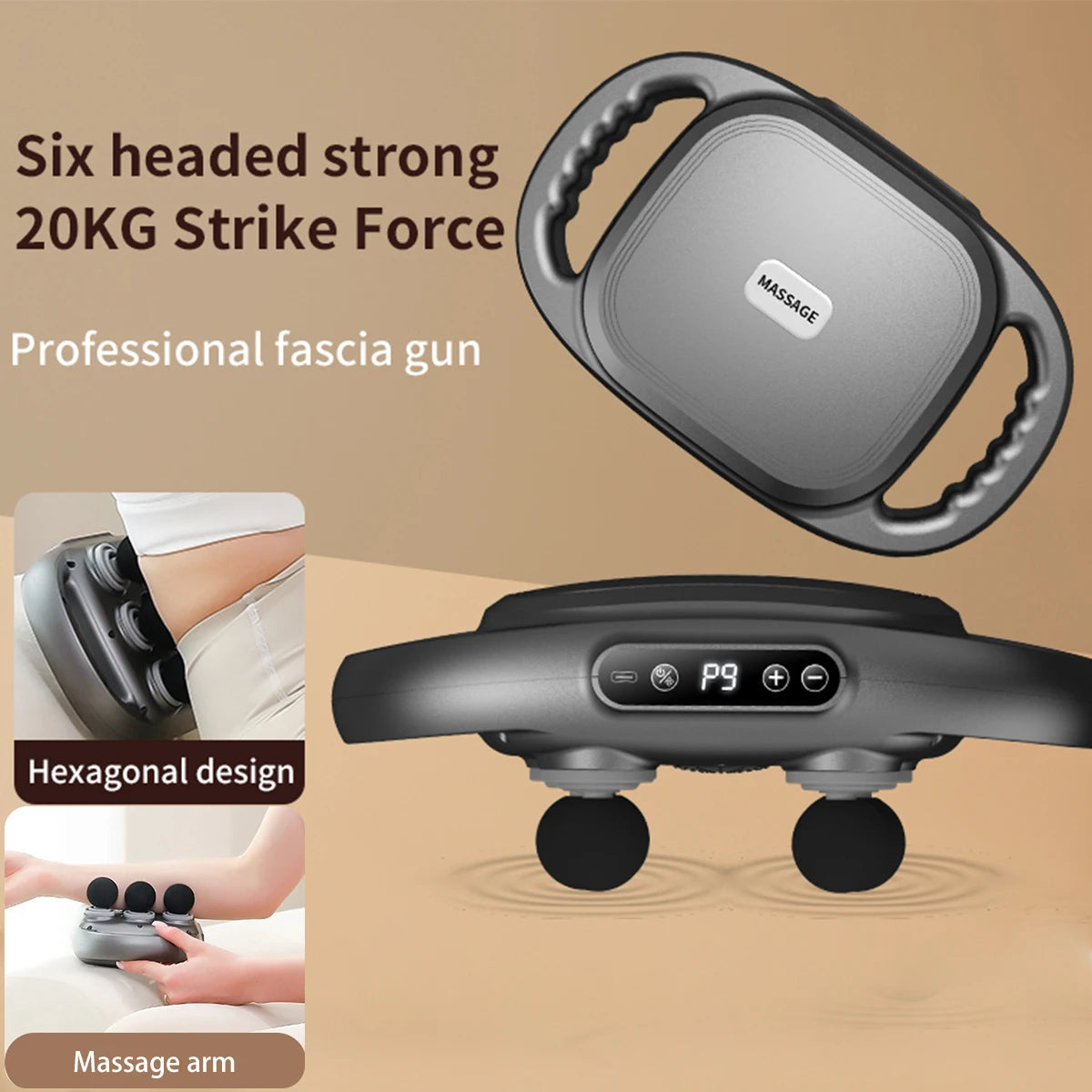 Six Head Fascia Gun Massager Professional Level Muscle Relaxation Massage Gun Electric Vibration Waist and Back Massage