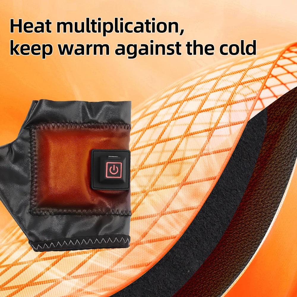 Smart Wireless Heating Leather Gloves Winter Thermal Fingerless Glove Hand Keep Warm