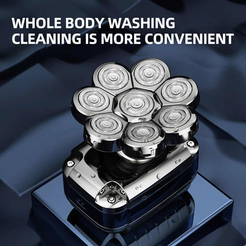 8D Men's Electric Shaver Wet Dry Beard Hair Trimmer Electric Razor  Personal Rechargeable Bald Head Shaving Machine LCD Display