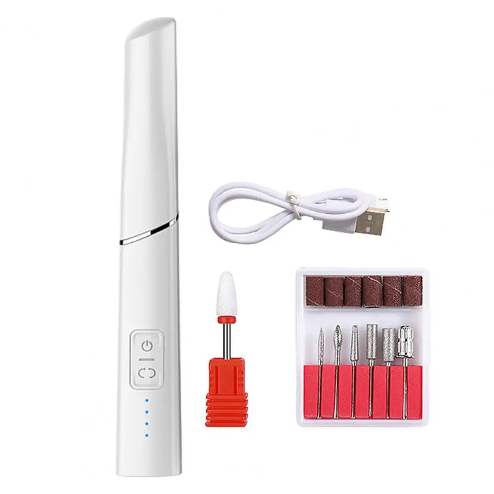 Electric Manicure Drill Set Wireless Rechargeable Nail Drill Low Noise Vibration 4 Speeds ABS Shell DIY Nail Polisher for Home