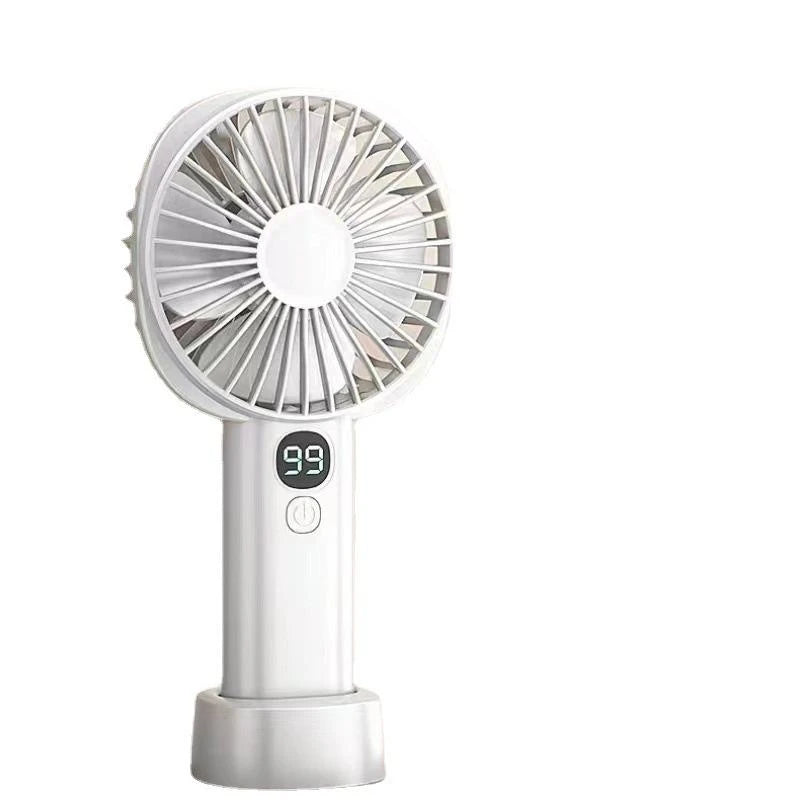 Small Fan Mute Portable With Screen Big Wind Rechargeable Running Office Desktop Usb Mini Handheld Fan