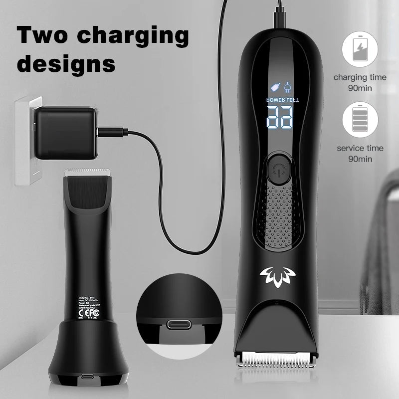 Full Body Hair Trimmer With Base Ceramic Steel Cutter Head Body Shaver IPX7 Waterproof Bikini Body Ball Trimmer