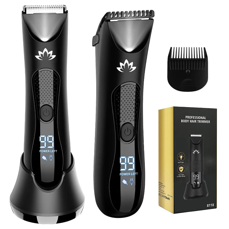 Full Body Hair Trimmer With Base Ceramic Steel Cutter Head Body Shaver IPX7 Waterproof Bikini Body Ball Trimmer